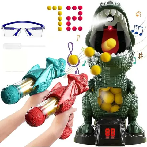 Jouet Dinosaure Interactif De Tir Pour Enfants Jeu De Tir À Balle Mousse Avec Compteur Cadeau Garçon Fille Parent Enfant