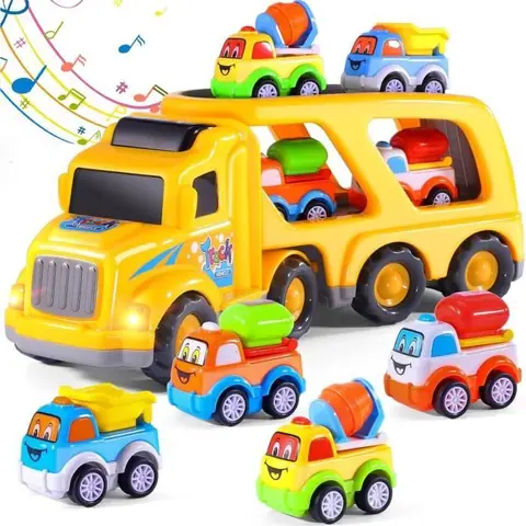 Jouet Camion Voiture pour Enfant 5 en 1 Transporteur Camion Véhicule de Construction Cadeaux Jouet Garçons 2 3 4 Ans