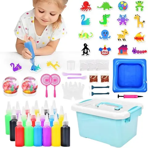 Aqua Fairy Gels Magiques 3D Créatifs Elfe de leau Magique pour Enfants Aqua Gelz Set avec Boîte de Rangement