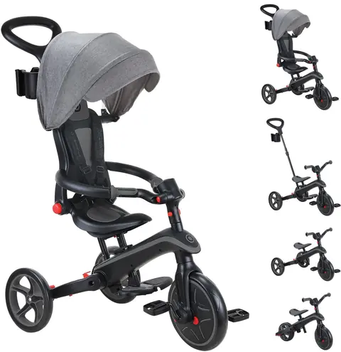 Tricycle évolutif - GLOBBER - 4-en1 DELUXE - 10 mois à 5 ans - Gris / Noir