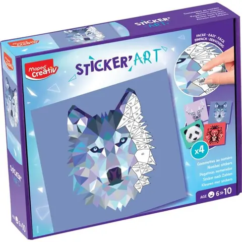 Maped Creativ - StickerArt - Activité de Gommettes au Numéro pour Créer 4 Tableaux dAnimaux en Origami - Loisir Créatif Dès 6 ans