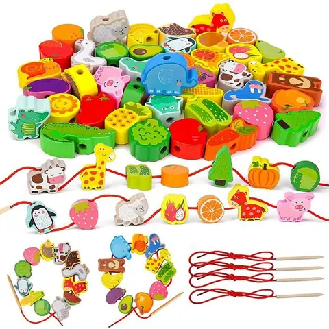Jeu denfilage de perles en bois jouet denfilage jouet de motricité pour filles et garçons jouet dapprentissage éducatif