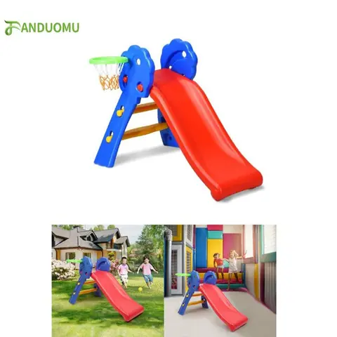 Toboggan pour Enfants 3-8 Ans avec Panier de Basket en Plastique Multicolore