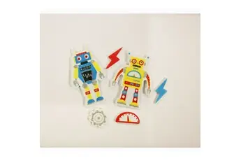 30 Autocollants - Mousse EVA - Robots - Paillettes