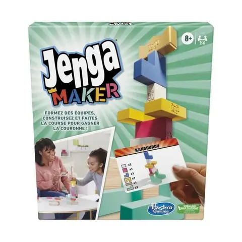 Jenga Maker tour dempilage avec blocs en bois massif véritable jeu pour enfants à partir de 8 ans pour 2 à 6 joueurs
