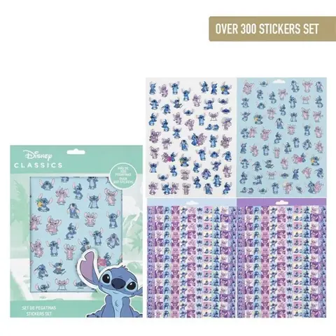 Set de Stickers - Angel & Stitch - 300 pièces - Licence officielle - 25 x 18 cm