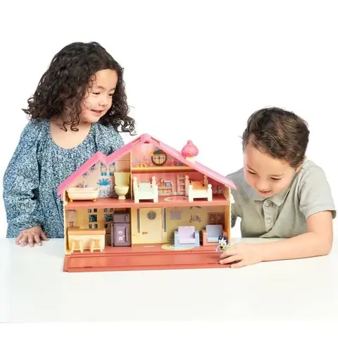 Maison de poupée - Bluey - Maison familiale - 10 meubles inclus - Figurine Bluey 6 cm - Transportable