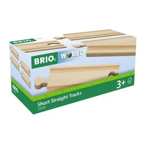 Rails Courts Droits - BRIO - Lot de 4 rails en bois de hêtre - Mixte - 3 ans et plus