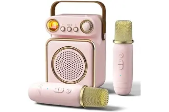 Karaoké Enfant avec 2 Microphones - Mini Enceinte Bluetooth avec Effets de Voix Magiques