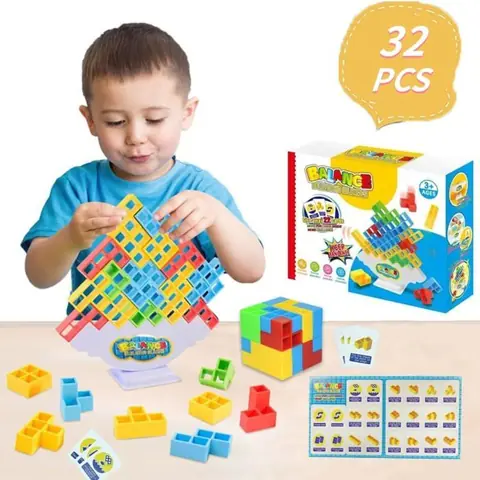 Jeu dadresse Montessori - Construction de tour - 32 pièces - Multicolore - 2-6 ans