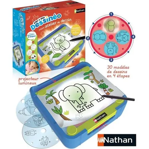 NATHAN - Dessinéo - Mon Atelier de Dessin avec Plateforme Lumineuse - Pour Enfant dès 4 ans