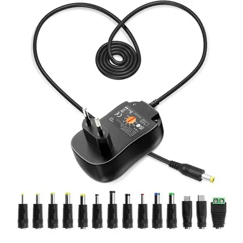 Chargeur Universel 30W Multi-Embout 3V–12V – Adaptateur Secteur AC/DC avec Port USB 5V – Pour Appareils Électroménagers