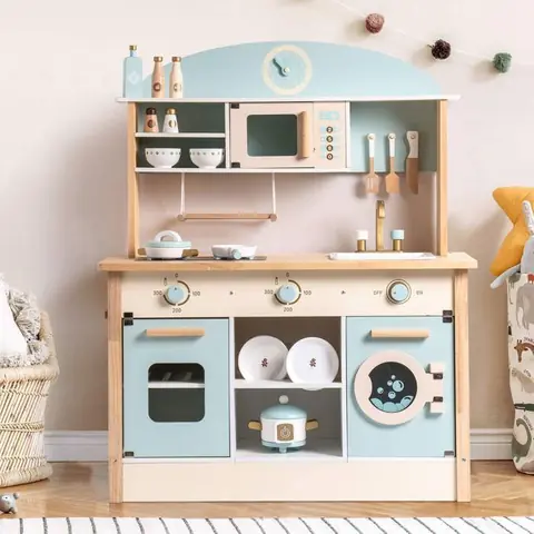 Cuisine enfant - ROBOTIME - avec ses accessoires en  Bois - Bleu