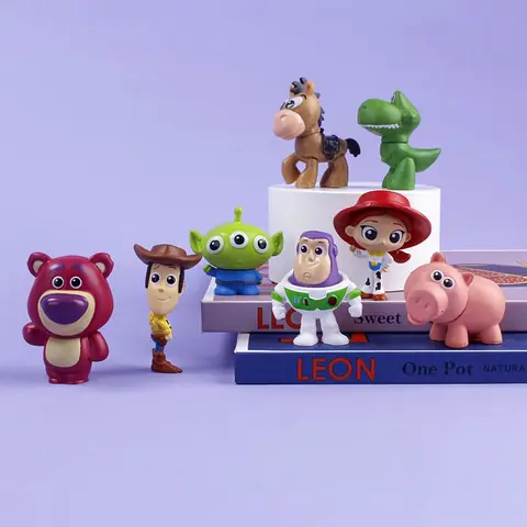 Lot de 8 Figurines Toy Story – Woody Buzz Jessie Rex Lotso Alien Pile-Poil & Hamm – Modèles de Collection