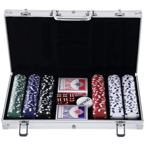 Mallette de poker - HOMCOM - coffret complet 300 jetons 2 jeux de cartes 2 clés mallette - aluminium - gris