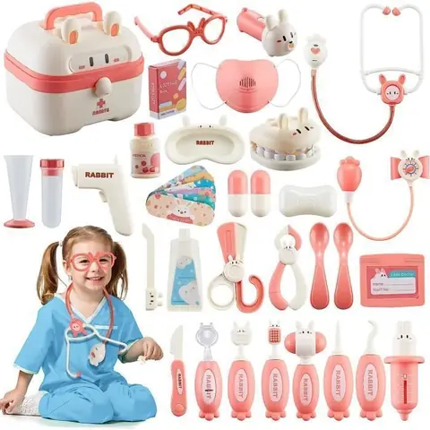 Jeux de simulation - LECOO - Jouet de docteur - 43 pièces - Rose - Pour enfants 3-5 ans