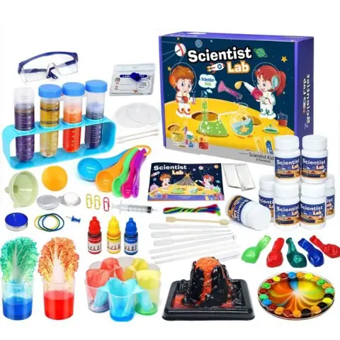 Kit Scientifique 70+ Experiences pour Enfants 4-12 Ans Laboratoire de Chimie et Kit Volcan Jeux éducatifs de Sciences