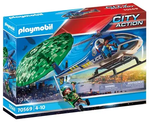 PLAYMOBIL - 70569 - Police Hélicoptère de police et parachutiste