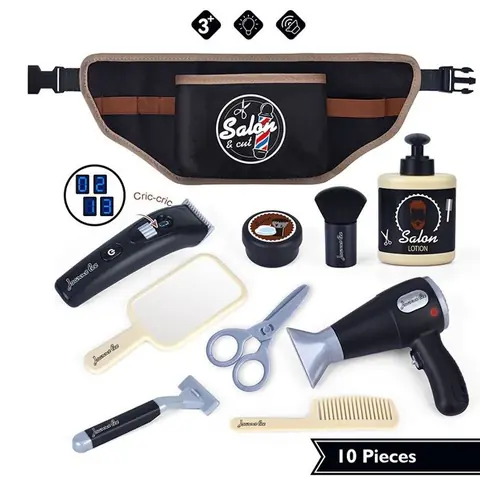 Set de Coiffure Enfant - Coffret Barbier avec 10 Accessoires et Sac Banane - Jeu de Rôle Créatif 3 Ans et Plus
