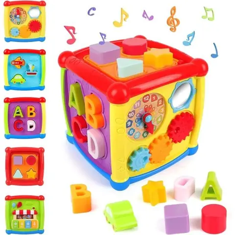 Jouet Musical - Cube déveil 6 en 1 - Couleurs vives - Pour Bébé 18 Mois - Stimule limagination