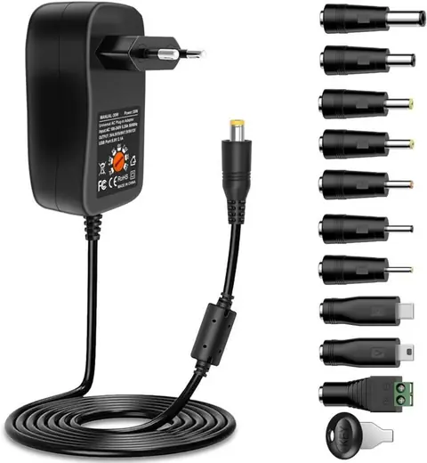 30W Alimentation Universelle AC DC 3V 4.5v 5V 6V 7.5v 9V 12V Adaptateur Multi - Tension avec Port USB 5V 2.1a10 Connecteurs DC