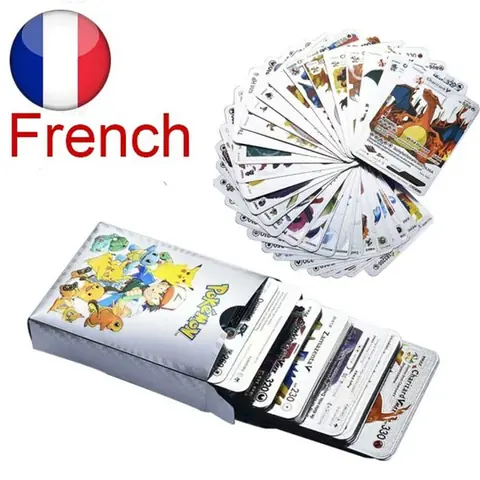 Cartes à collectionner - Cartes lumineuses Pokémon - 55 exemplaires - Édition limitée - Argent