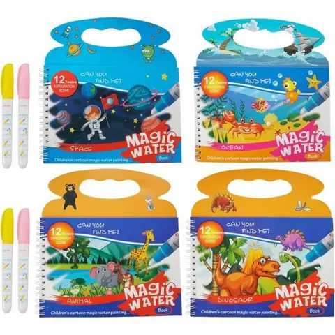 Lot de 4 stylos - 4 livres de coloriage à leau - Réutilisables - Amusants - Créatifs
