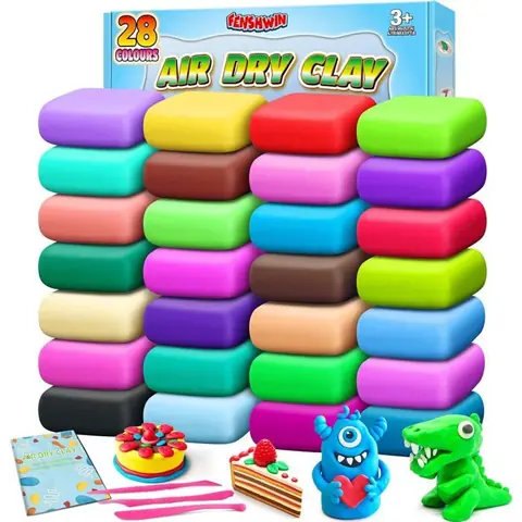 Pâte à modeler séchant à lair - JOZSI - 28 Couleurs Argile Magique Séchant À LAir Cadeau Pour Enfants 3-12 Ans