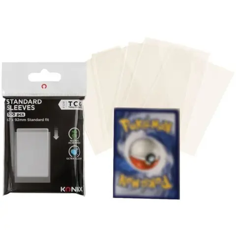 Protège-cartes - KONIX - Standard Sleeves - 100 pochettes - Compatible Magic The Gathering Pokémon - Transparent