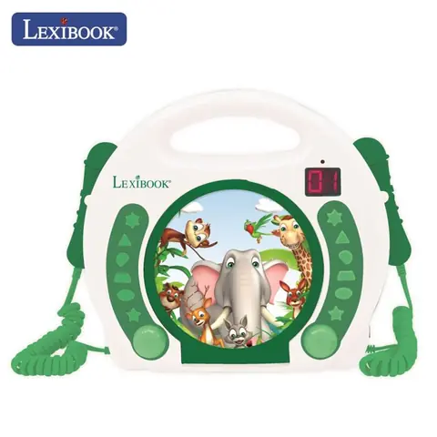 Lecteur CD Karaoké Enfant - LEXIBOOK - Animaux - 2 micros - LED affichage - Répétition et programmation