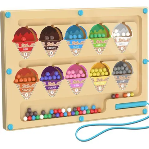 Jeu éducatif - Labyrinthe Magnétique - Crème Glacée - Apprentissage des Couleurs - Apprentissage des Chiffres