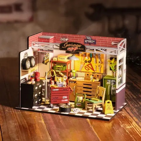 Puzzle 3D en bois à construire - ROBOTIME Garage atelier bricolage maison Miniature Kit