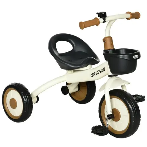 Tricycle enfants - AIYAPLAY - avec sonnette et panier selle réglable dossier 2 à 5 ans - métal - blanc