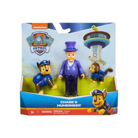 Coffret Pat Patrouille  Chien Chase + Monsieur Hellinger - Set 3 Figurines + 1 Carte tigre