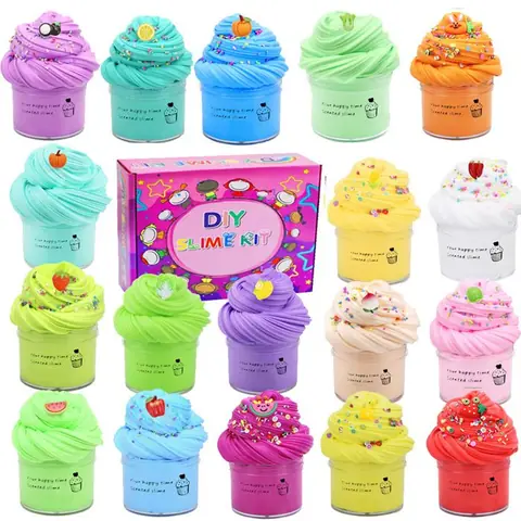 Pâte Fluffy Butter Slime Set 18 Pack Jouets DIY Slime Kit Magic Dough (Super Dough Magic Dough Slime Kit Fluffy Soft 18 Pièces