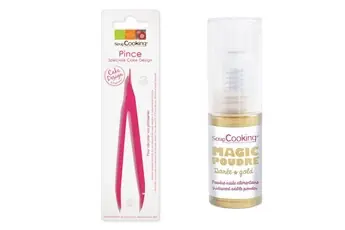 Pince à Pâtisserie + Poudre alimentaire irisée dorée