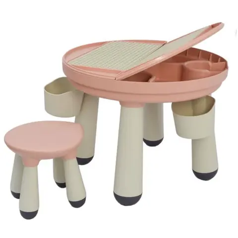 Table dActivités avec Chaise - LITTLETOM - 3-en-1 - Peinture et Construction - Rose