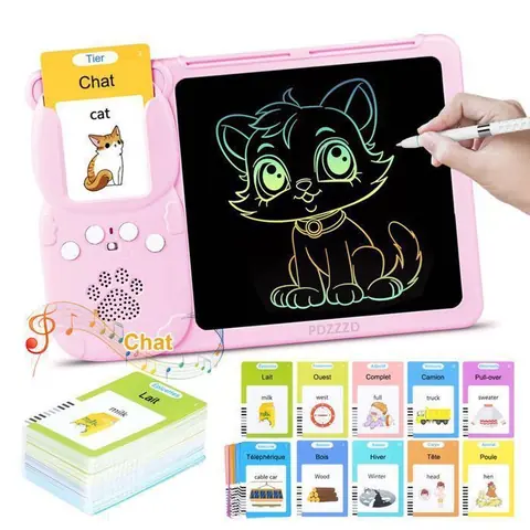 Tablette Dessin Enfant 255 Cartes Parlantes Mots en Français Cadeau Jouet Fille Enfant Educatif 2 3 4 5 6 ans Ardoise Magique