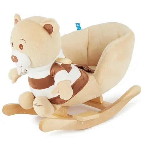 Bieco Peluche Animal à Bascule Ours  Cheval à Bascule Animal a Bascule Bebe Animaux a Bascule Enfant Cheval Bascule Bois