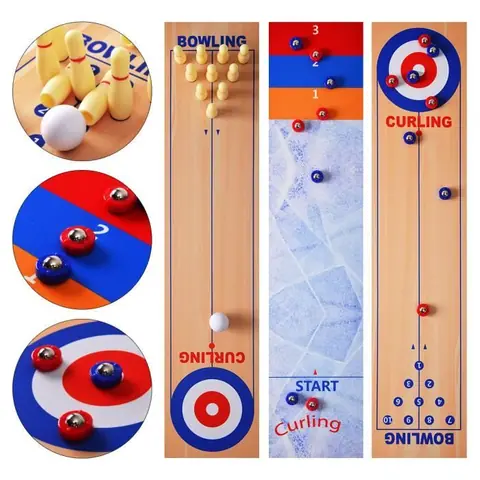 Jeu de Curling de Table 3 en 1 - Mixte - Blanc - Simulation réelle du sport de curling olympique