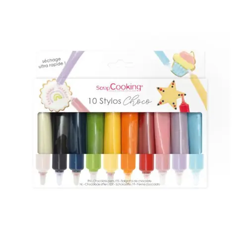 Kit 10 stylos alimentaires en chocolat