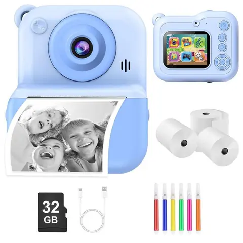 Appareil Photo Instantané Enfants1440P Appareil Photo Numérique Enfant Cadeau Garçons pour Garçons Filles de 3-12 Ans(Bleu)