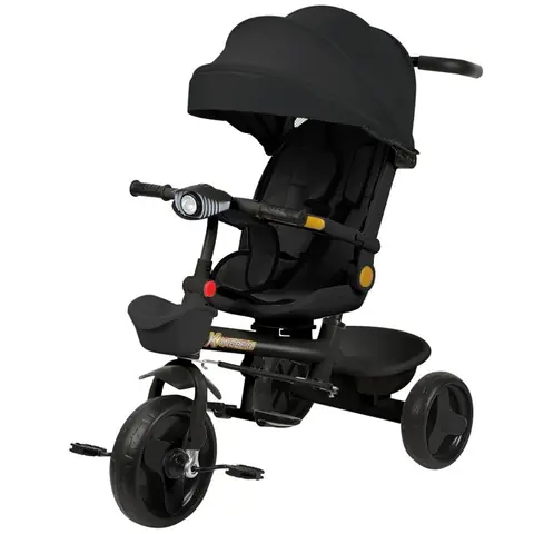 Tricycle Enfants Évolutif - LVHCMFOHM - Lumières et Musique - Pare-Soleil et Siège Réversible - 49x81x95 cm - Noir