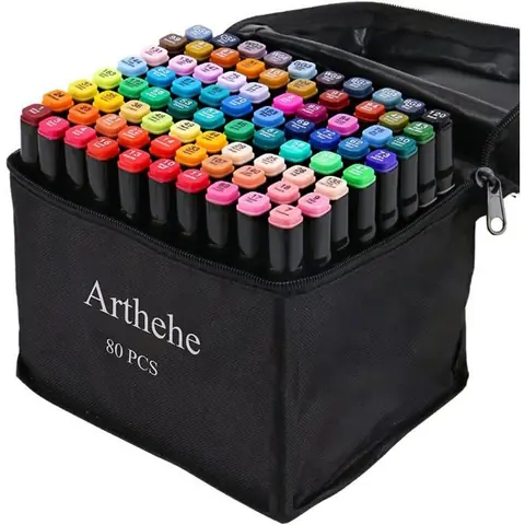 Ensemble de 80 feutres de couleurs feutres artistiques permanents pour enfants et adultes feutres graphiques à double pointe