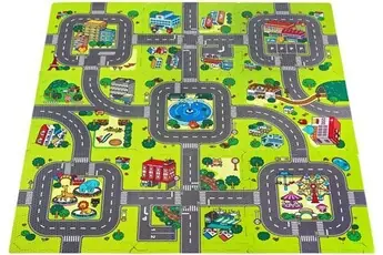 Tapis Puzzle pour Bébé 90 x 90 x 1 cm - Tapis de Jeu 9 Pièces en Mousse EVA sans Odeur sans Polluants - Circuit Voiture