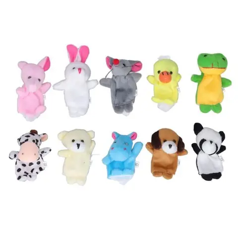 Marionnettes à main peluche MXZZAND - 10pcs - animaux dessin animé - jeux interactifs parents enfants