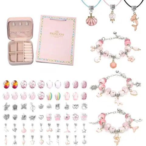 Cadeau Fille 6-12 Ans Enfant Charms Bracelet Kit Fabrication Kit de Fabrication de Bijoux pour Filles Idée Cadeau 6 7 8 9 10 Ans
