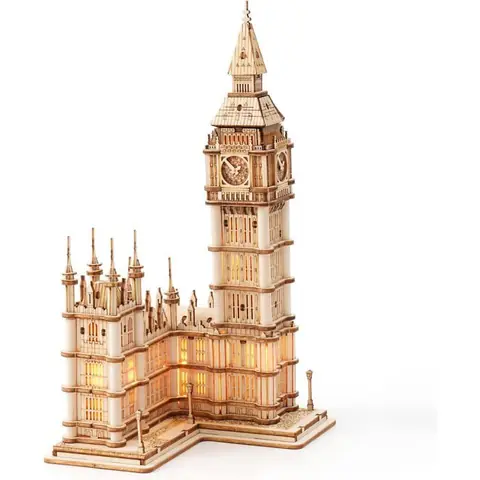 Puzzle 3D Maquette en Bois a Construire pour Adulte Kits de Modèles de Bricolage Construction Jouet 220 Pièces Big Ben Label