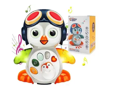 Jouet Rampant - LUCKY STAR - Pingouin Musical - 12+ Mois - Lumières - Auto-éviteur dobstacles