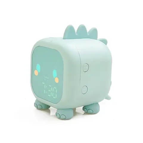 Réveil Animé pour Enfant Mon Petit Dino Veilleuse Double Alarme Avizar Bleu